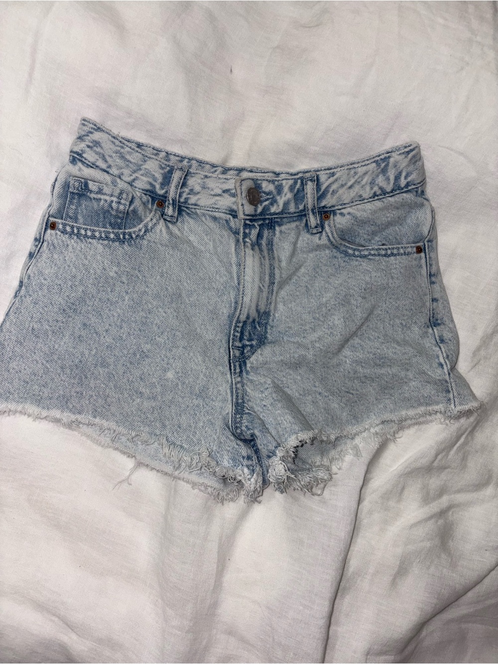 PacSun Light Blue High-Rise Frayed Denim Shorts
